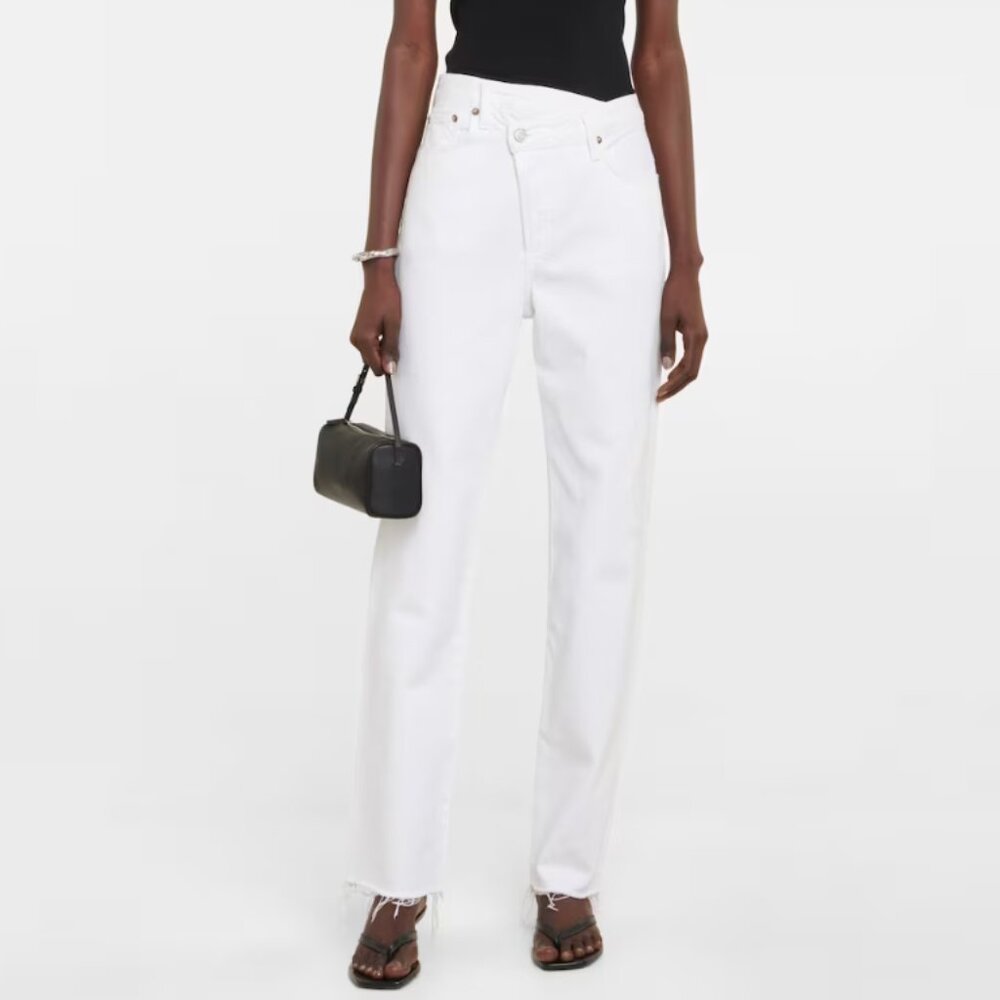 AGOLDE CRISS CROSS STRAIGHT JEANS IN WHITE